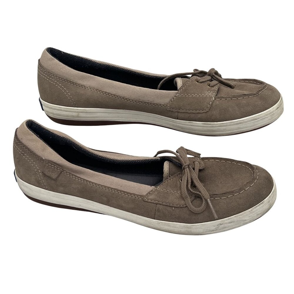 Keds Suede & Canvas Tan Womens Loafers Size 9.5 Casual Comfort Slip-On Shoes
